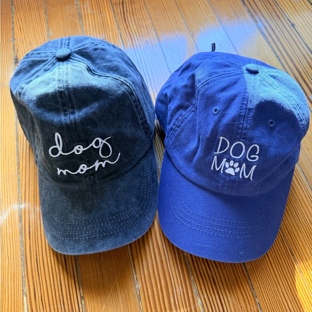 NWT, Dog Mom Embroidered Caps - Black and Blue